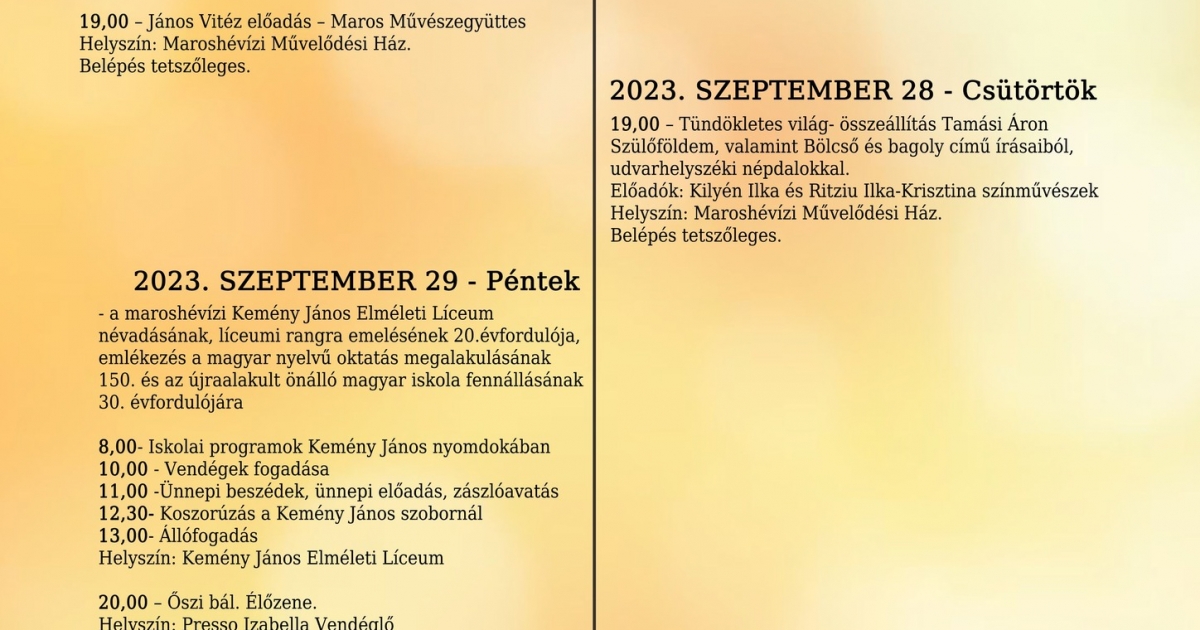 III. Őszi Napok Maroshévízen