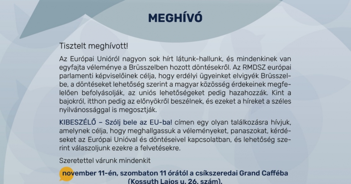 Helyszínváltozás – Szólj bele az EU-ba!