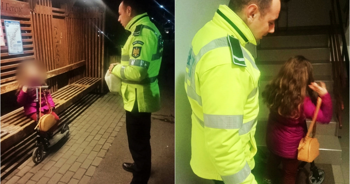 A helyi rendőrök vitték haza az egyedül sírdogáló kislányt, miután az lekéste a mise utáni buszt