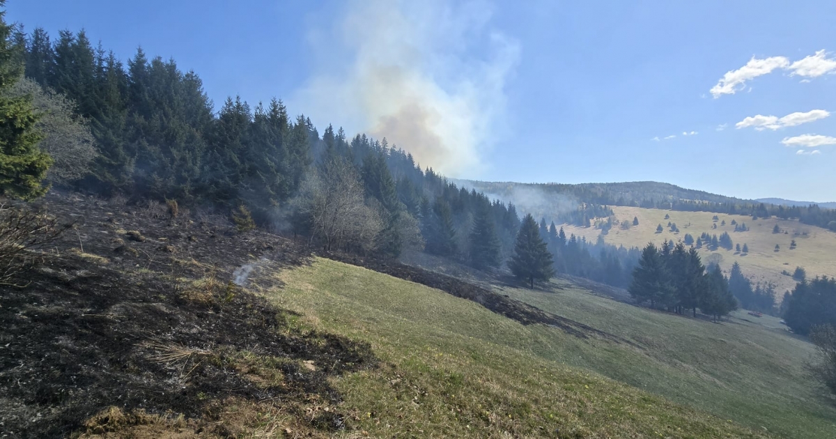 Egy hektáron ég a száraz aljnövényzet Csíkszentgyörgy községben