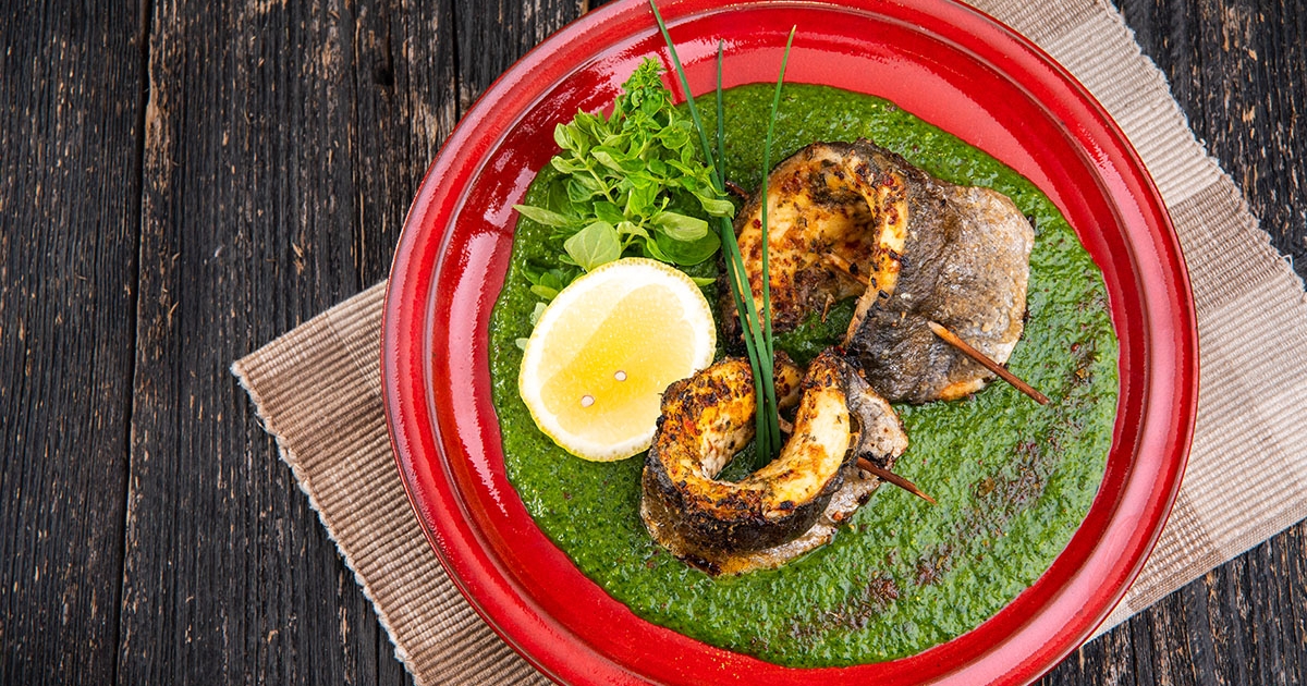 Pisztrángfilé fokhagymás spenótszószban