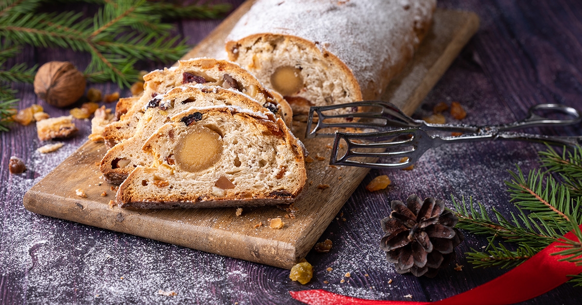 Marcipános, aszalt gyümölcsös kalács – Stollen