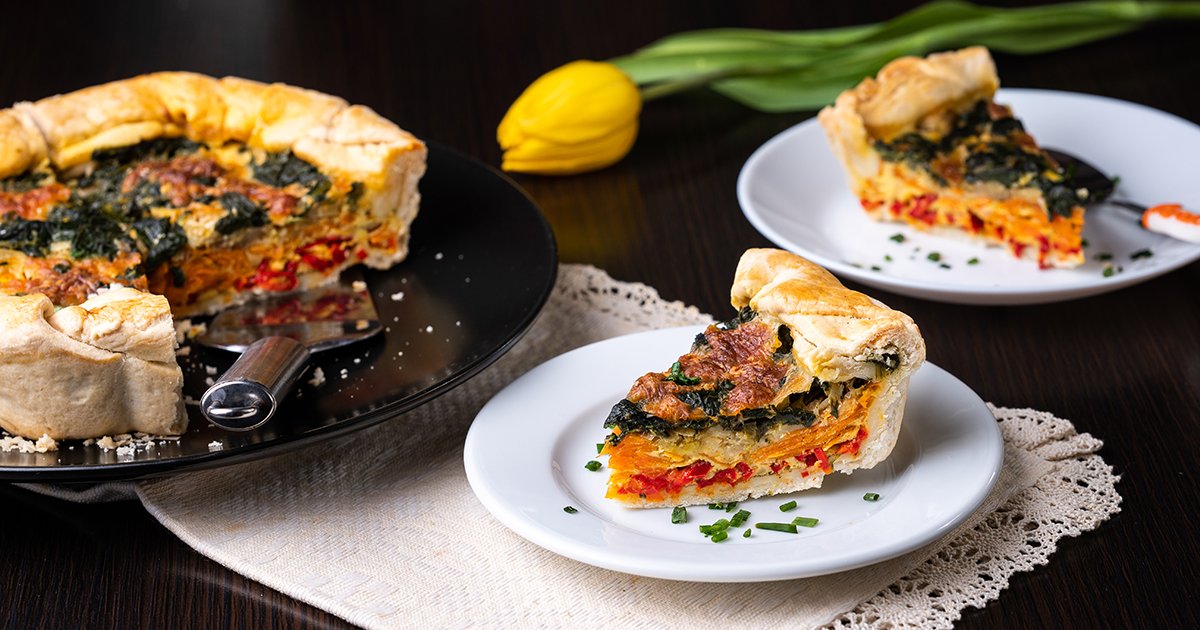 Sült zöldséges quiche