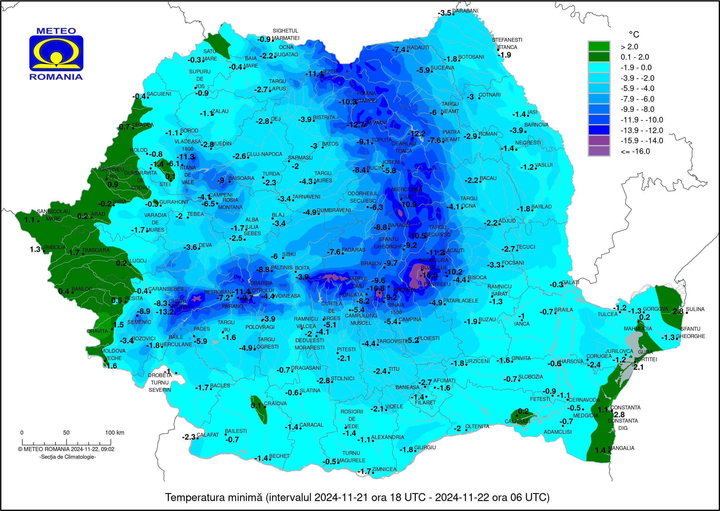 Mínusz 10,9 °C-ig süllyedt a hőmérő higanyszála Csíkszeredában Mínusz 10,9 °C-ig süllyedt a hőmérő higanyszála Csíkszeredában