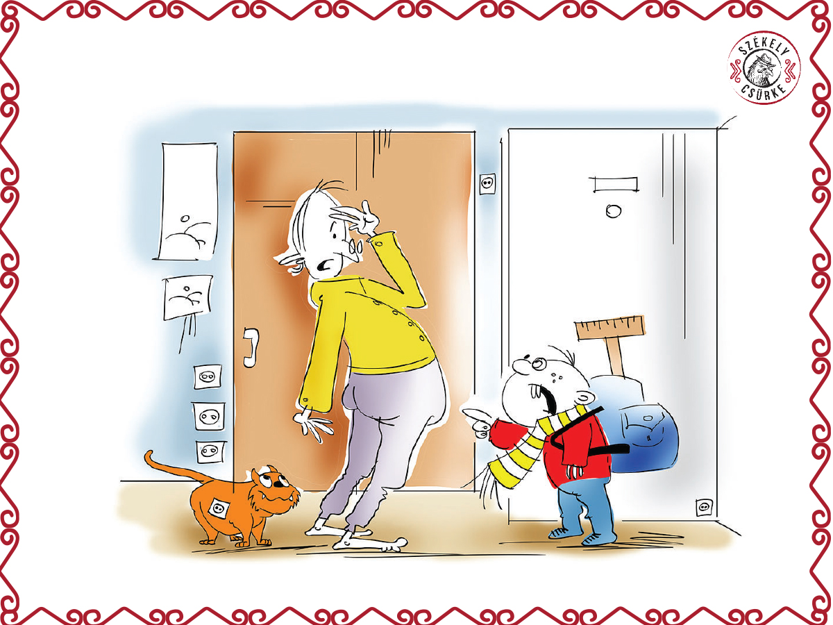 Mikor Pista rajzol, mindig Csürkét majszol.