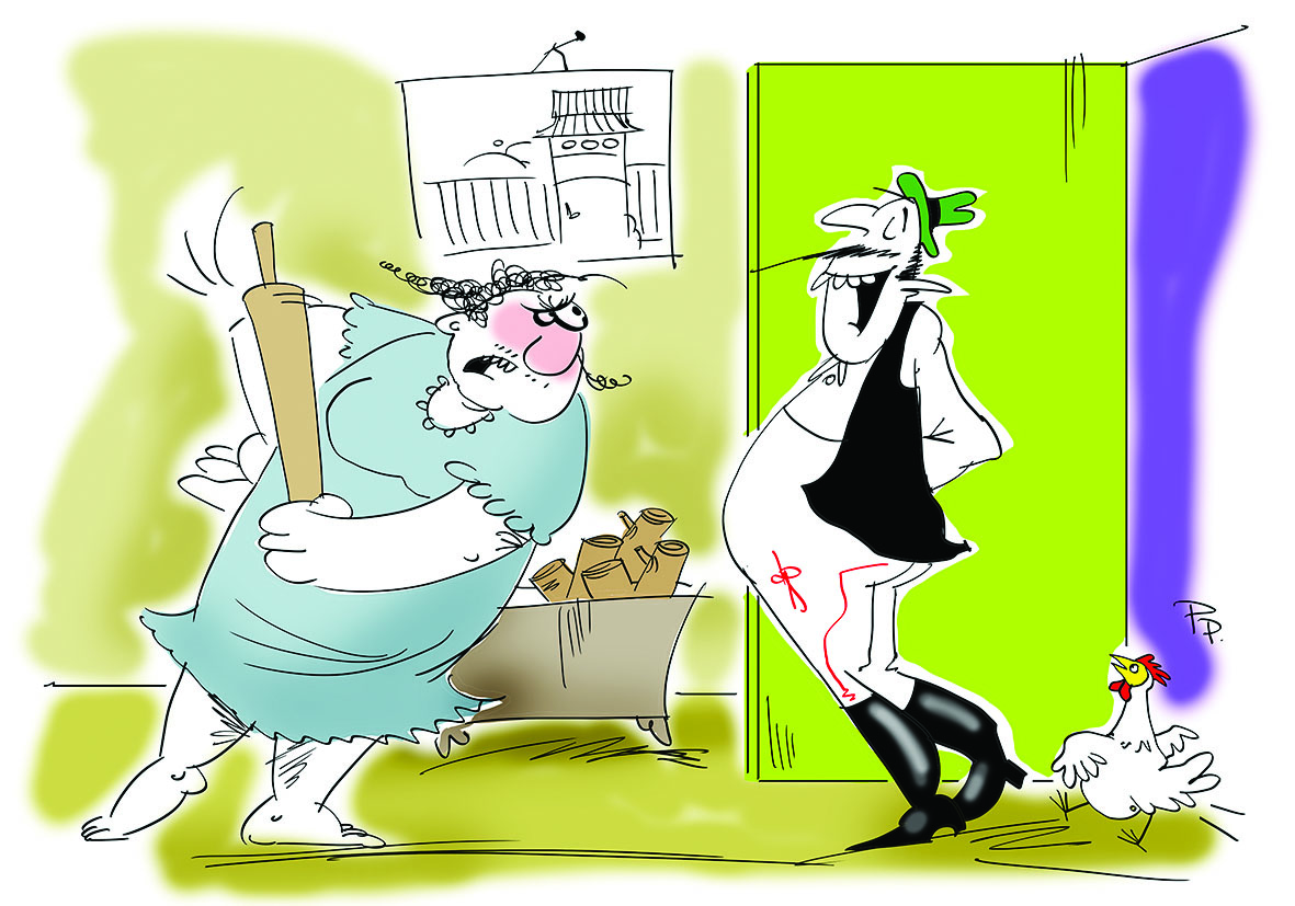 Mikor Pista rajzol, mindig Csürkét majszol.