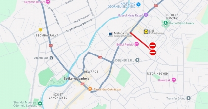 Aszfaltozás miatt lezárták a Gábor Áron utca egy részét Székelyudvarhelyen