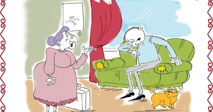 Mikor Pista rajzol, mindig Csürkét majszol.