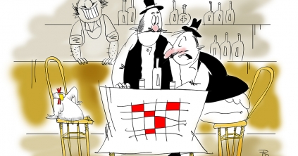 Mikor Pista rajzol, mindig Csürkét majszol.