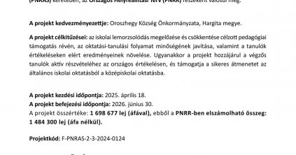 Digitalizáció és a lemorzsolódás csökkentése az oroszhegyi Petőfi Sándor Általános Iskolában